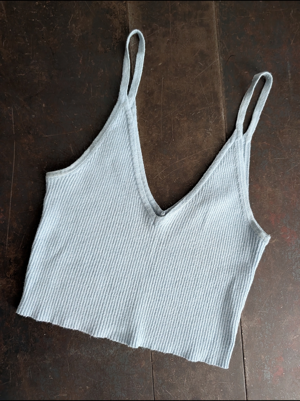 Full Tilt Light Blue Ribbed V-Neck Tank